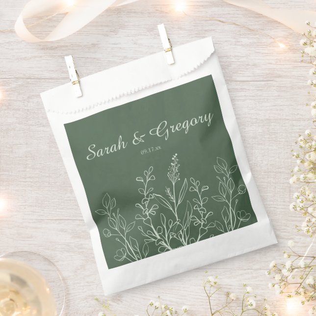 Sage Green Simple Boho Floral Geschenktütchen (Ausgeschnitten)