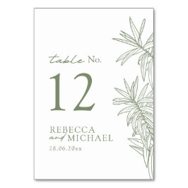 Sage Green Simple Botanical Tischnummer