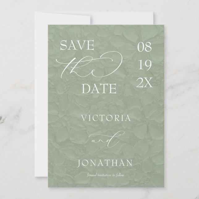 Sage Green Simple Elegant Save The Date (Vorderseite)