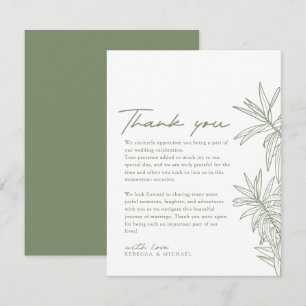 Sage Green Simple Hand Drawn Botanical Wedding Dankeskarte