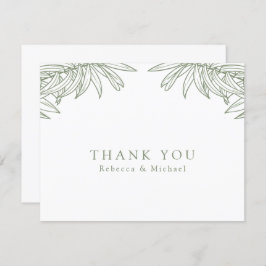 Sage Green Simple Hand Drawn Botanical Wedding Dankeskarte