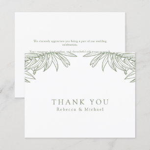 Sage Green Simple Hand Drawn Botanical Wedding Dankeskarte