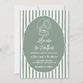 Sage Green Simple Hand Painted Wedding Einladung