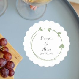 Sage Green Simple Heart Wreath Wedding Untersetzer