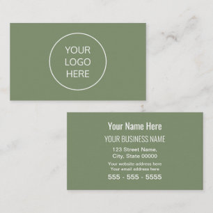 Sage Green Simple Modern Add Your Logo Visitenkarte