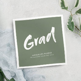 Sage Green Simple Modern Brush Script Grad Party Serviette