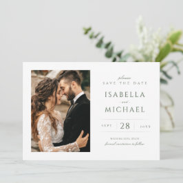 Sage Green Simple Modern Classy Luxy Foto Save The Date