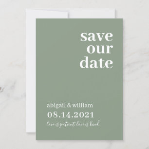Sage Green Simple Modern Non Foto Wedding Save The Date