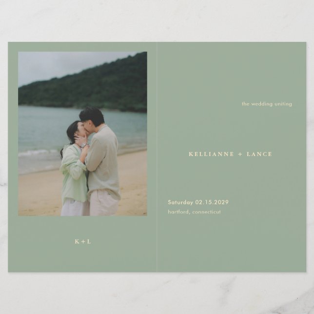Sage Green Simple Modern Wedding Program (Vorderseite)