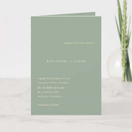 Sage Green Simple Photo Modern Wedding Einladung