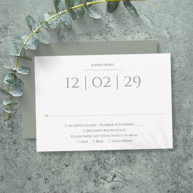 Sage Green Simple Special Date Hochzeit RSVP Karte (Sage Green Simple Special Date Wedding RSVP Card)
