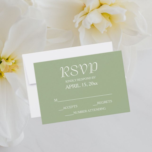 Sage Green Simple Style Wedding RSVP Karte (In Situ Wedding)