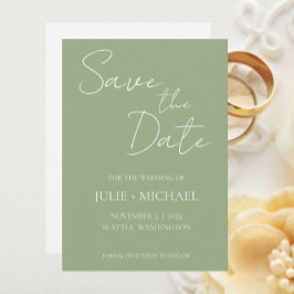 Sage Green Simple Style Wedding Save The Date