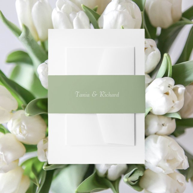 Sage Green Simple Stylized Name Wedding Einladungsbanderole (In Situ Wedding)