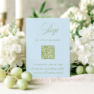 Sage Green & Sky Blue QR Code UAWG Wedding Card RSVP Karte