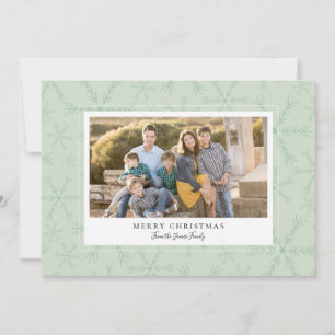 Sage Green Snowflakes Holiday Foto Cards Feiertagskarte