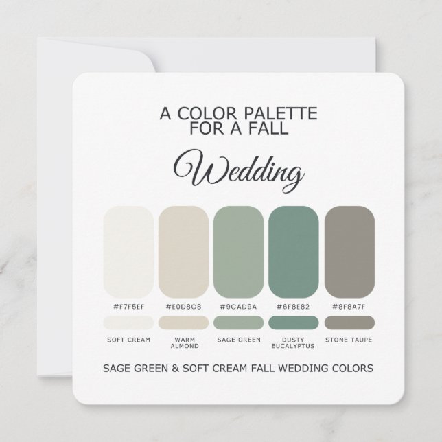Sage Green Soft Cream Fall Wedding Palette Card Einladung (Vorderseite)