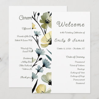 Sage Green & Soft Yellow Botanical Weddin Programm