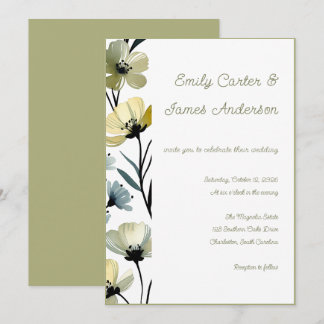 Sage Green & Soft Yellow Botanical Wedding Einladung