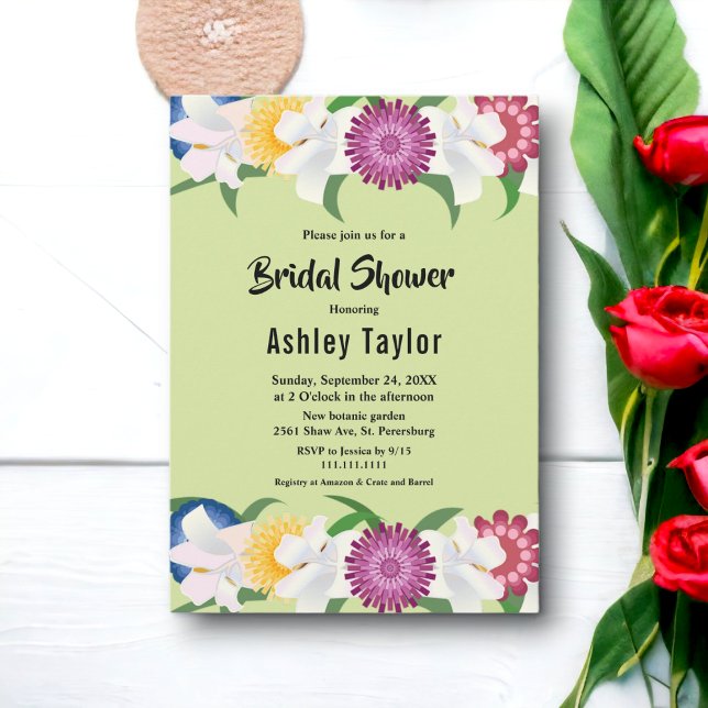 Sage Green | Sommer | Elegantes florales Brautpart Einladung (Von Creator hochgeladen)