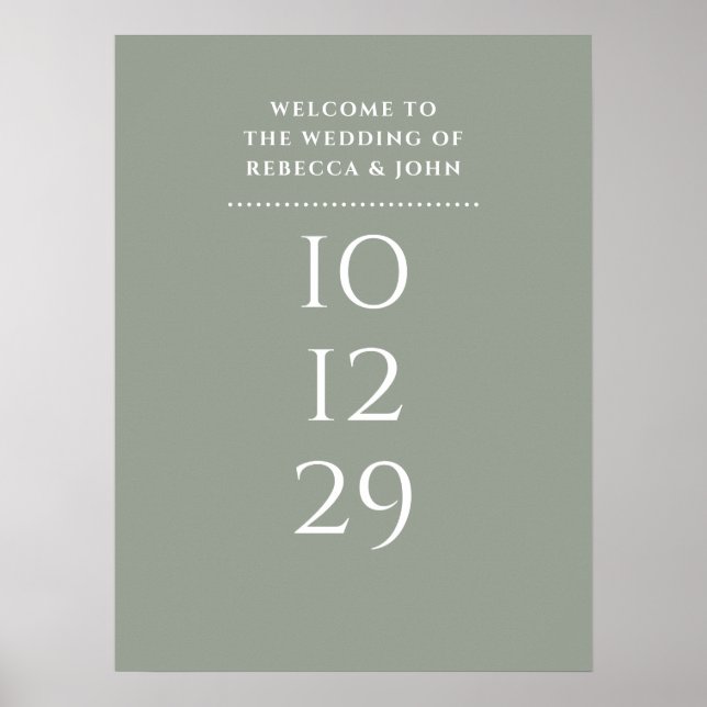 Sage Green Special Date Hochzeitssymbol Poster (Vorne)