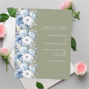 Sage green staubig blue floral wedeln Einladung