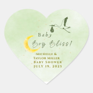 Sage Green Sternenlicht Baby Boy Bliss Speziallief Herz-Aufkleber