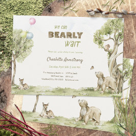 Sage Green Storybook Bearly Wait Baby Shower Einladung