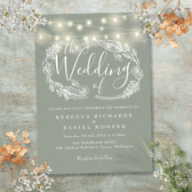 Sage Green String Lights Script Wedding