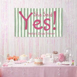Sage Green Stripe Sie hat Ja gesagt Junggesellinne Banner