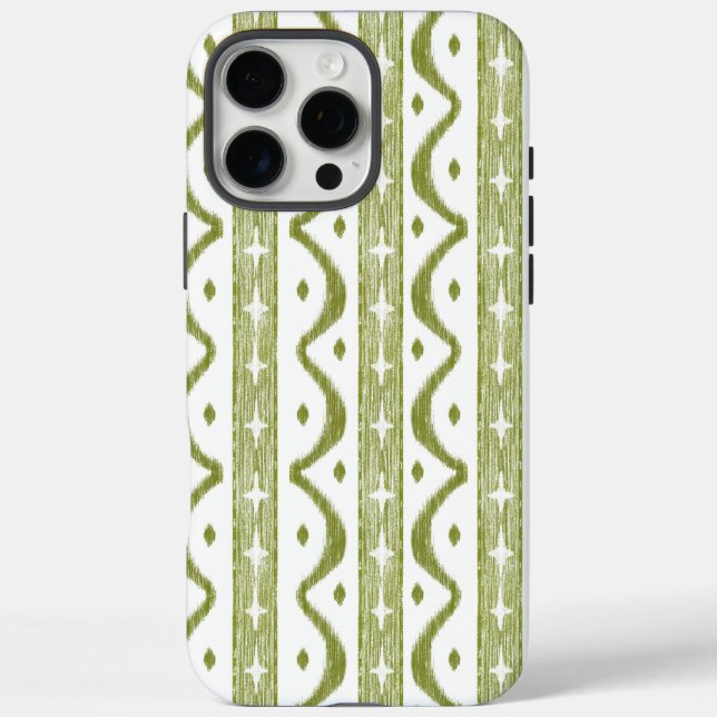 Sage Green Striped iPhone iPhone 16 Max Phone Case (Rückseite)