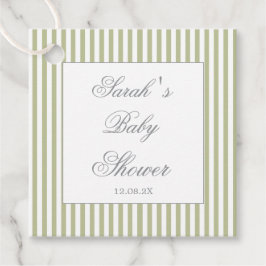 Sage Green Stripes Baby Shower Favor Tags Geschenkanhänger