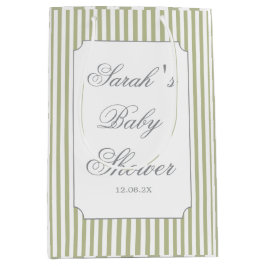 Sage Green Stripes Baby Shower  Mittlere Geschenktüte