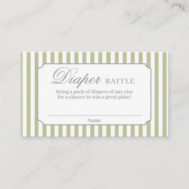 Sage Green Stripes Diaper Raffle Card Begleitkarte