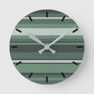Sage green stripes runde wanduhr