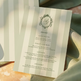Sage Green Stripes Wedding Menu Menükarte