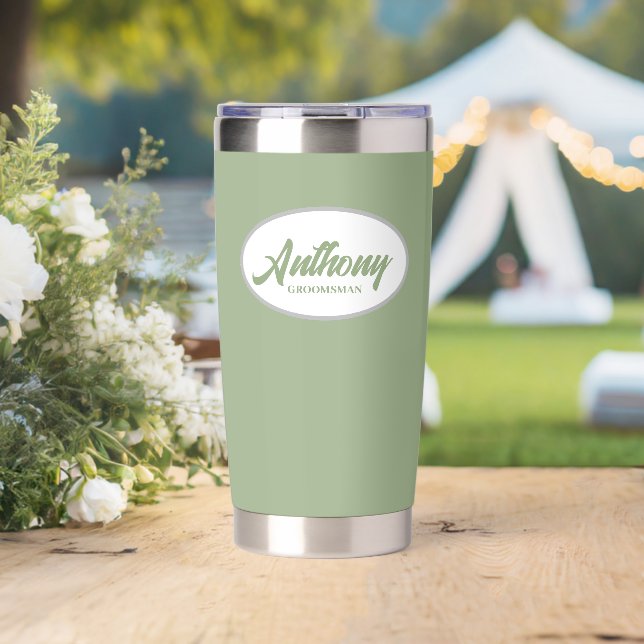 Sage Green Stylized Wedding Trauzeuge Thermobecher (Hochzeit (gedreht))