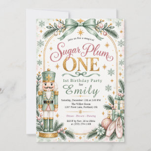 Sage Green Sugar Plum Ist Ein Nussknacker 1. Gebur Einladung