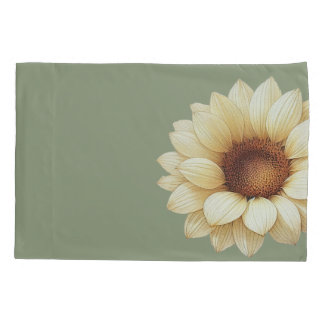 Sage Green Sunflower Floral Pillow Sham Kissenbezug