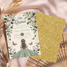 Sage Green Sweet 15 Goldene Krone Schmetterling