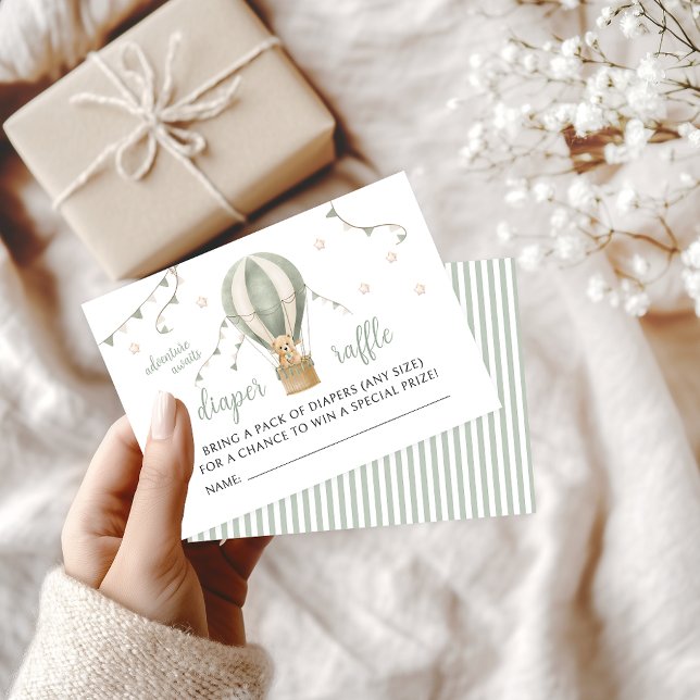 Sage Green Teddy Balloon Babydusche Windelwanne Begleitkarte (Von Creator hochgeladen)