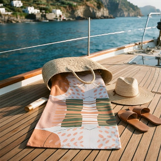 Sage Green Terrakotta Moderne Boho Abstrakt Strandtuch
