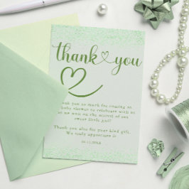 Sage Green Thank You Heart Confetti Script Dankeskarte
