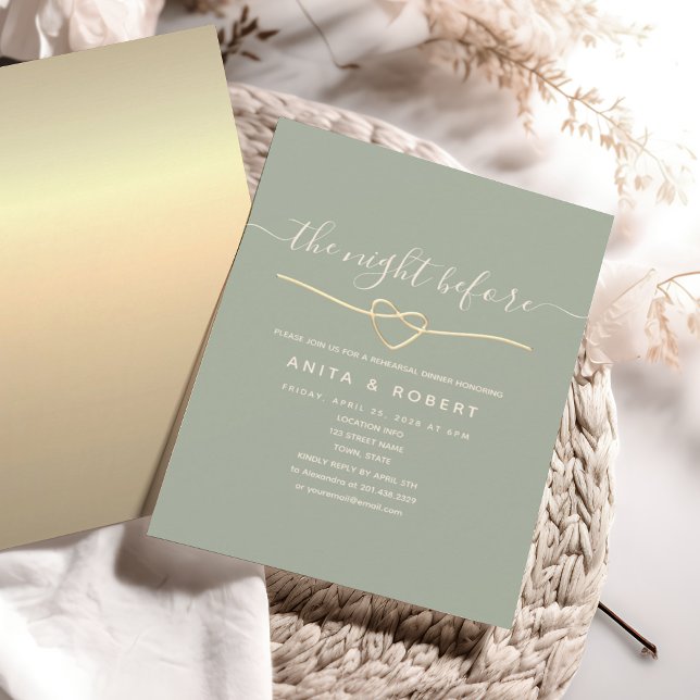 Sage Green The Night Before Probe Dinner Einladung (Von Creator hochgeladen)
