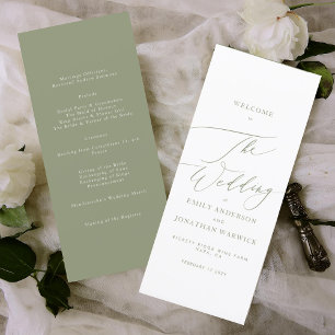 Sage Green The Wedding Modern Calligraphy Wedding Programm