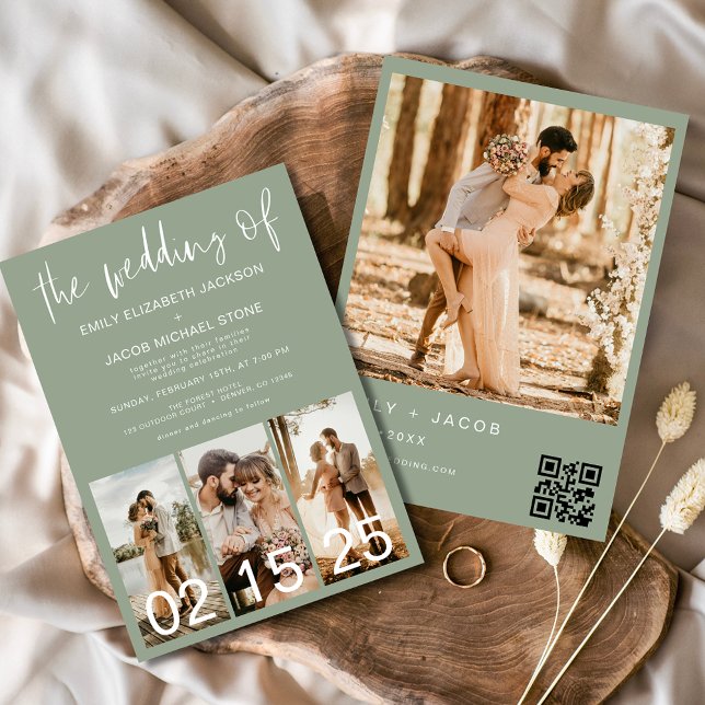 Sage Green The Wedding of Minimalistisch QR code Einladung (Von Creator hochgeladen)