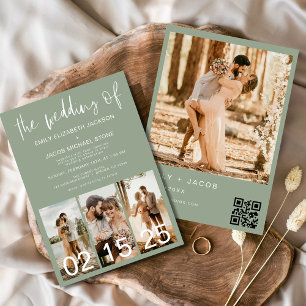 Sage Green The Wedding of Minimalistisch QR code Einladung