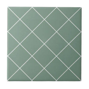 Sage Green Thin Diamond Grid Tile Fliese