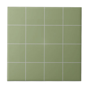 Sage Green Thin Grid Tile Fliese