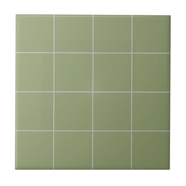 Sage Green Thin Grid Tile Fliese (Vorderseite)